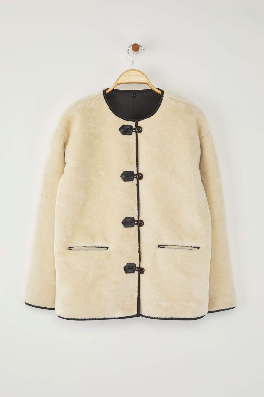 Ekru Oversize Kal?p Pelus Ceket Mont TWOAW26MO00054