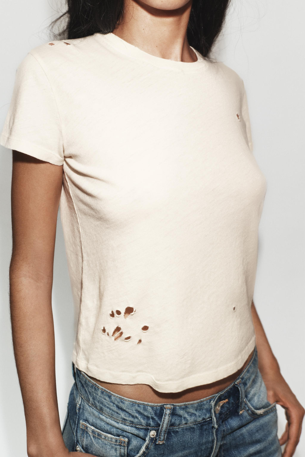 CAMISETA ROTOS MANGA CORTA / Crudo - Zara фото 3