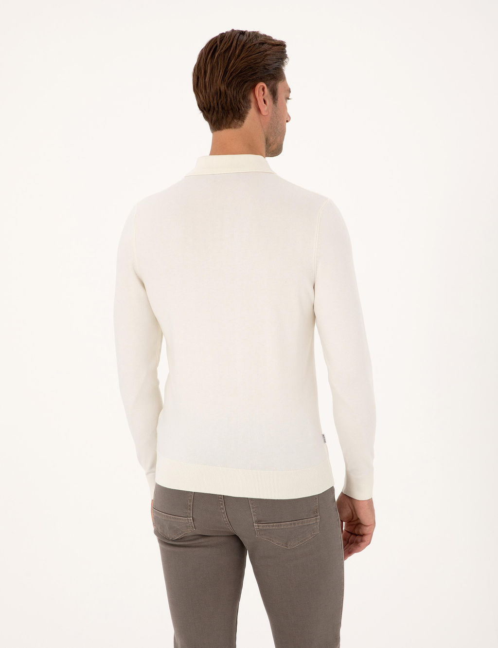 Ekru Regular Fit Polo Yaka Fermuarl_ Triko Kazak - Pierre cardin фото 5