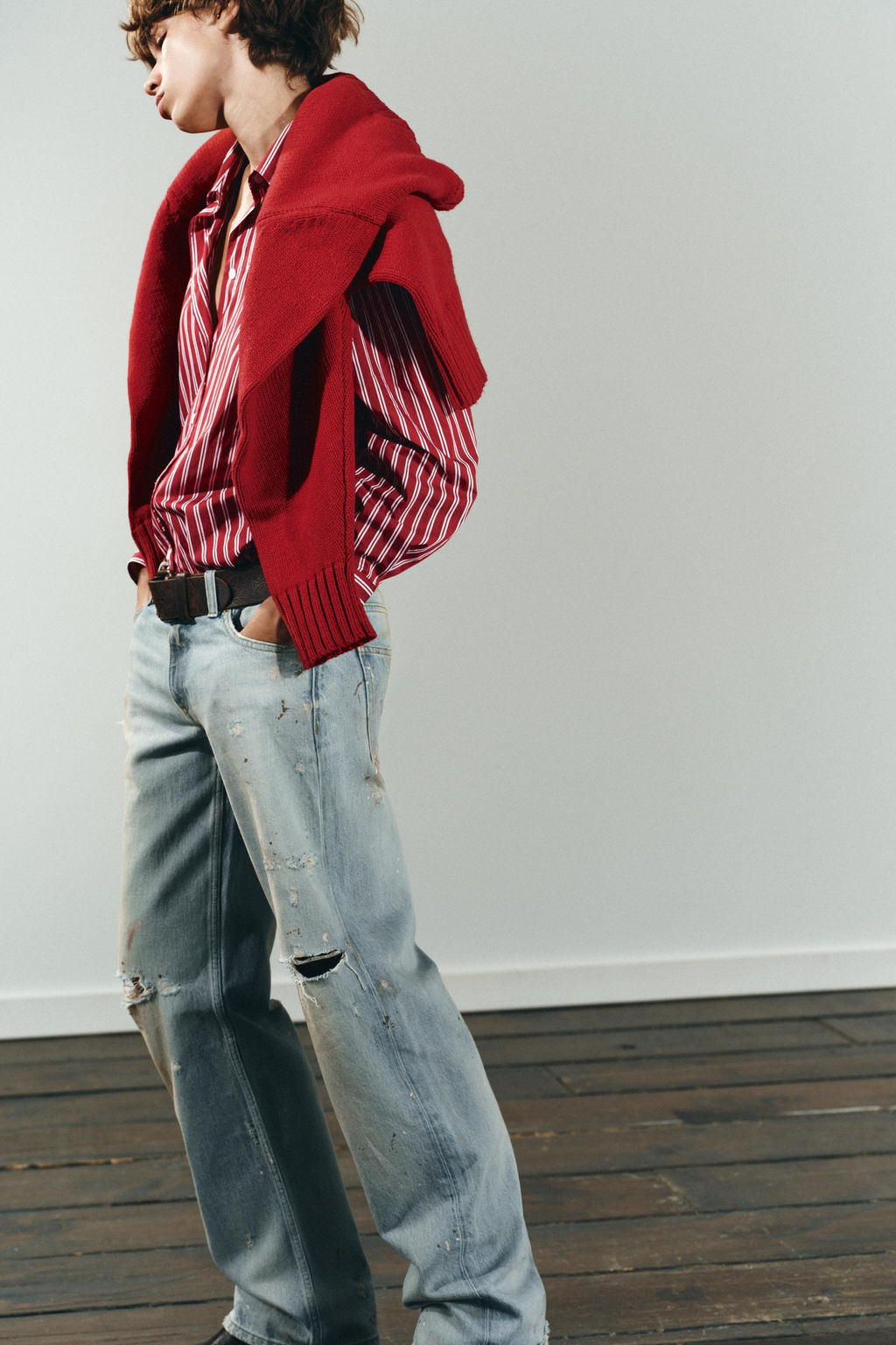 TRF MID-WAIST CROPPED STRAIGHT-LEG JEANS - Zara фото 3