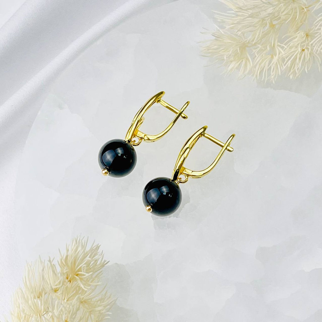 Серьги из черного Турмалина (Шерл)