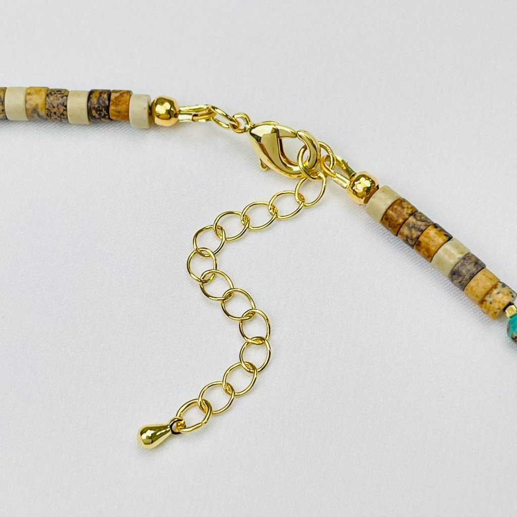 Чокер из песочной Яшмы и Бирюзы - Радуга самоцветов фото 4