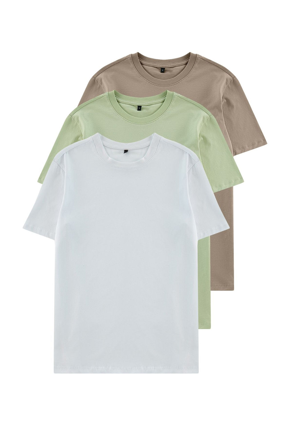 TRENDYOL MAN Tas-Ekru-Antrasit Slim/Dar Kesim Bisiklet Yaka Basic %100 Pamuklu 3lu Paket T-Shirt TMNSS19BO0007 - Trendyolmilla фото 2