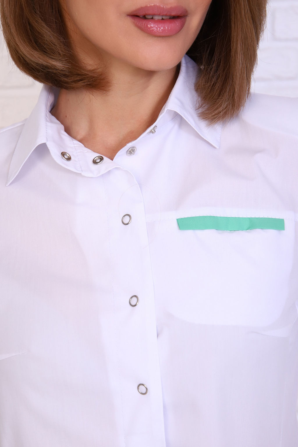 Халат женский 196 ТС. Цвет: белый и зеленое яблоко - Стильб фото 4