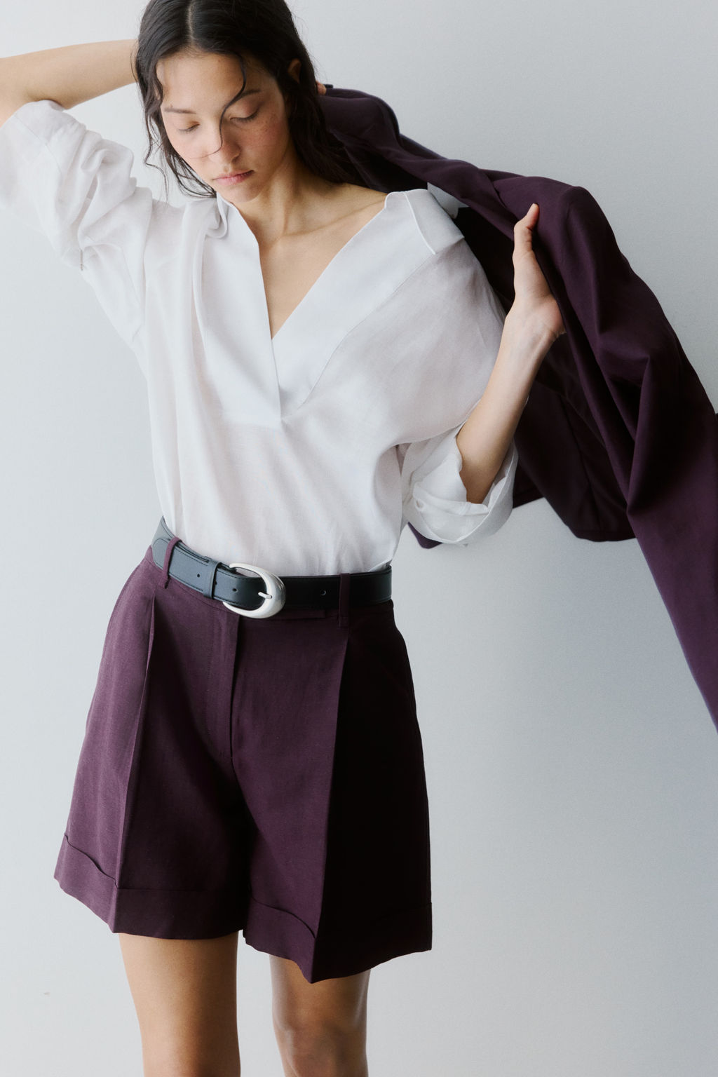 Pantal?n corto de vestir en mezcla de lino - H&m фото 5