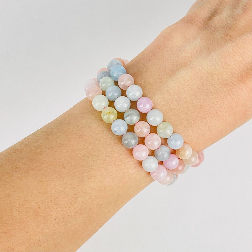 Бусины для украшений из Берилла, Аквамарина, Кунцита и Морганита (65 бусин) - Радуга самоцветов фото 2