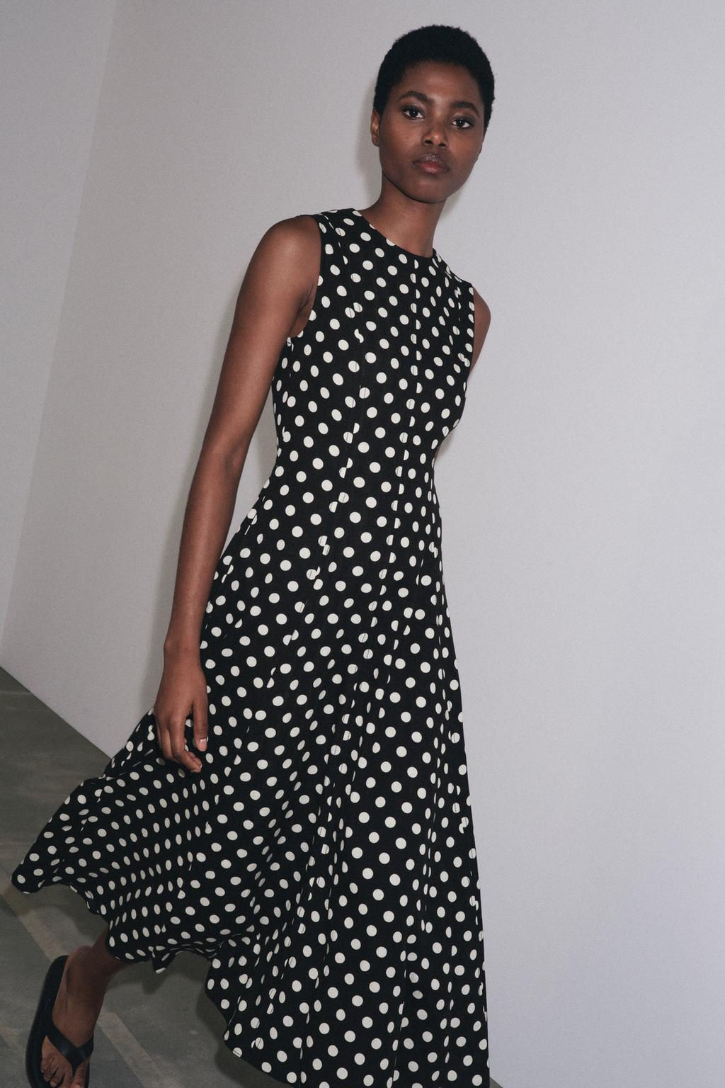 ZW COLLECTION POLKA DOT MIDI DRESS - Zara фото 15