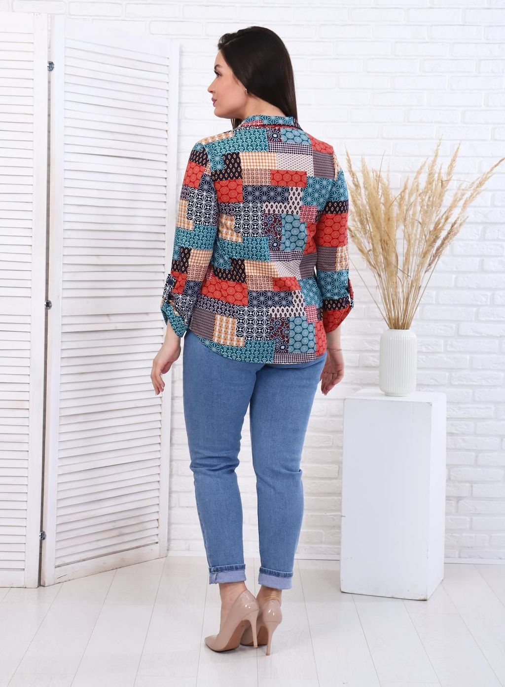 IV-CAPRIZ Пэчворк - рубашка бирюза фото 3