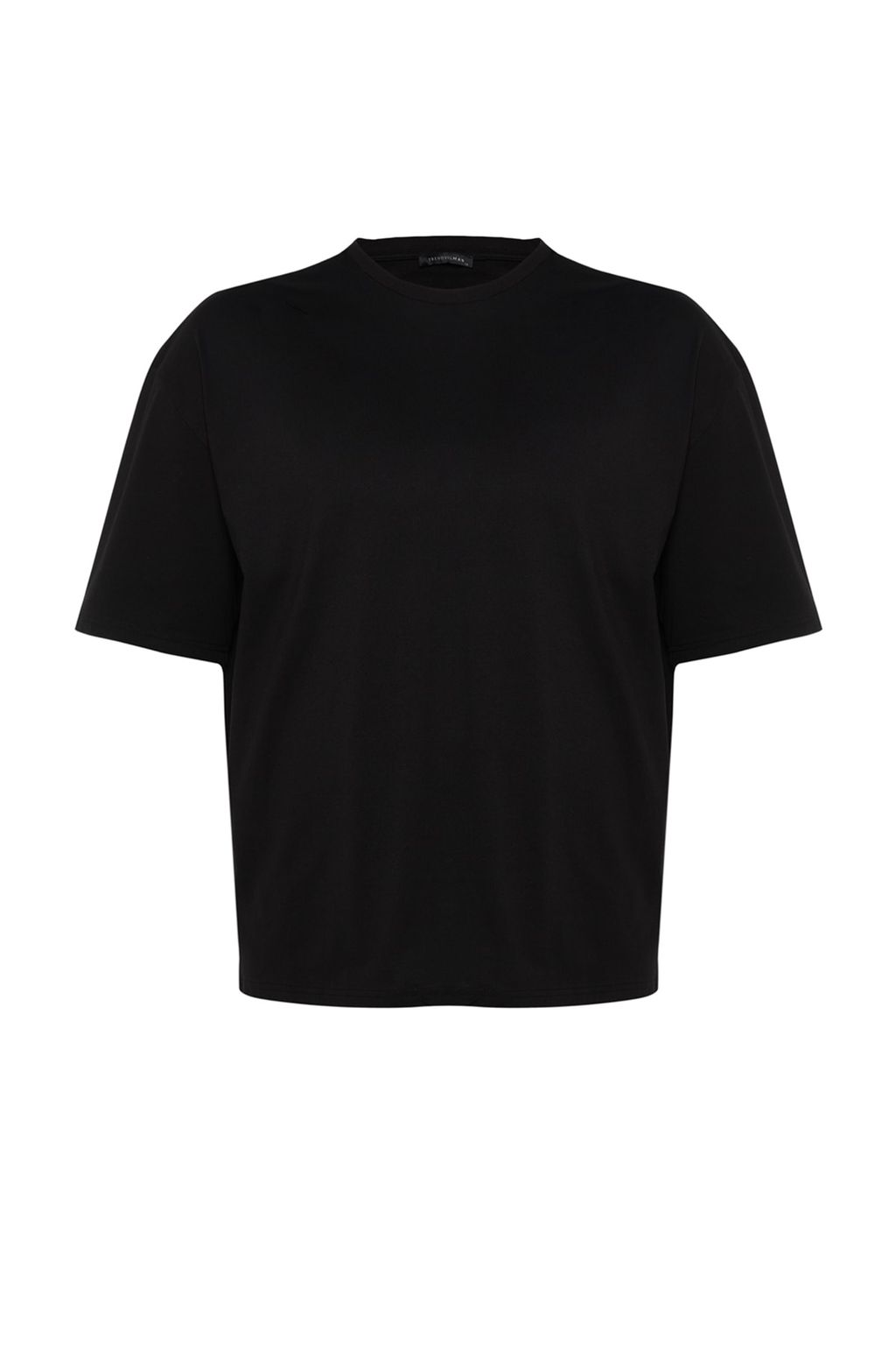 Buyuk Beden Siyah Oversize/Genis Kesim Rahat Basic %100 Pamuklu T-Shirt TMNSS23TS00139