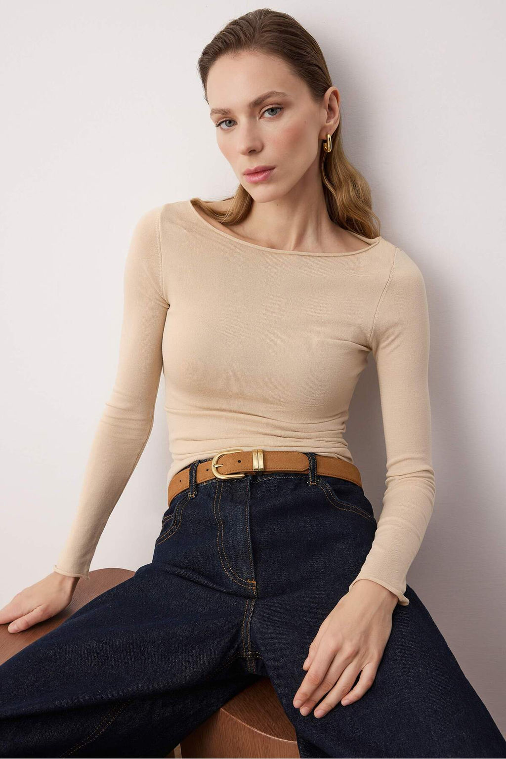 Tas Yumusak Dokulu Kay?k Yaka Triko Kazak TWOAW26KZ00293