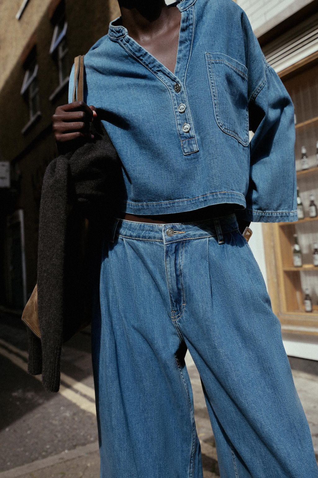 DENIM STAND COLLAR SHIRT - Zara фото 5