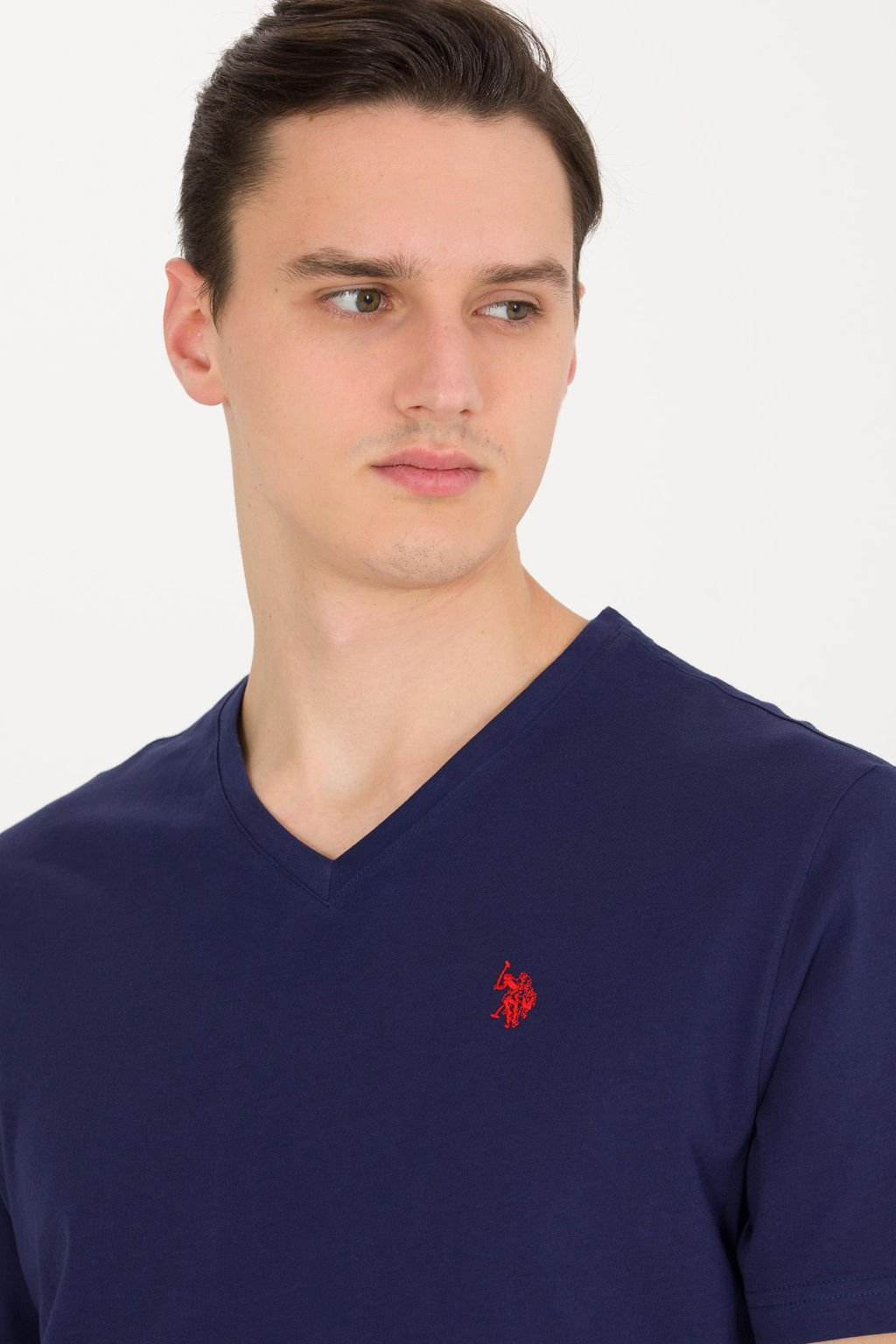 U. S. Polo Assn Мужская темно-синяя базовая футболка с v-образным вырезом - U.s. polo assn фото 2