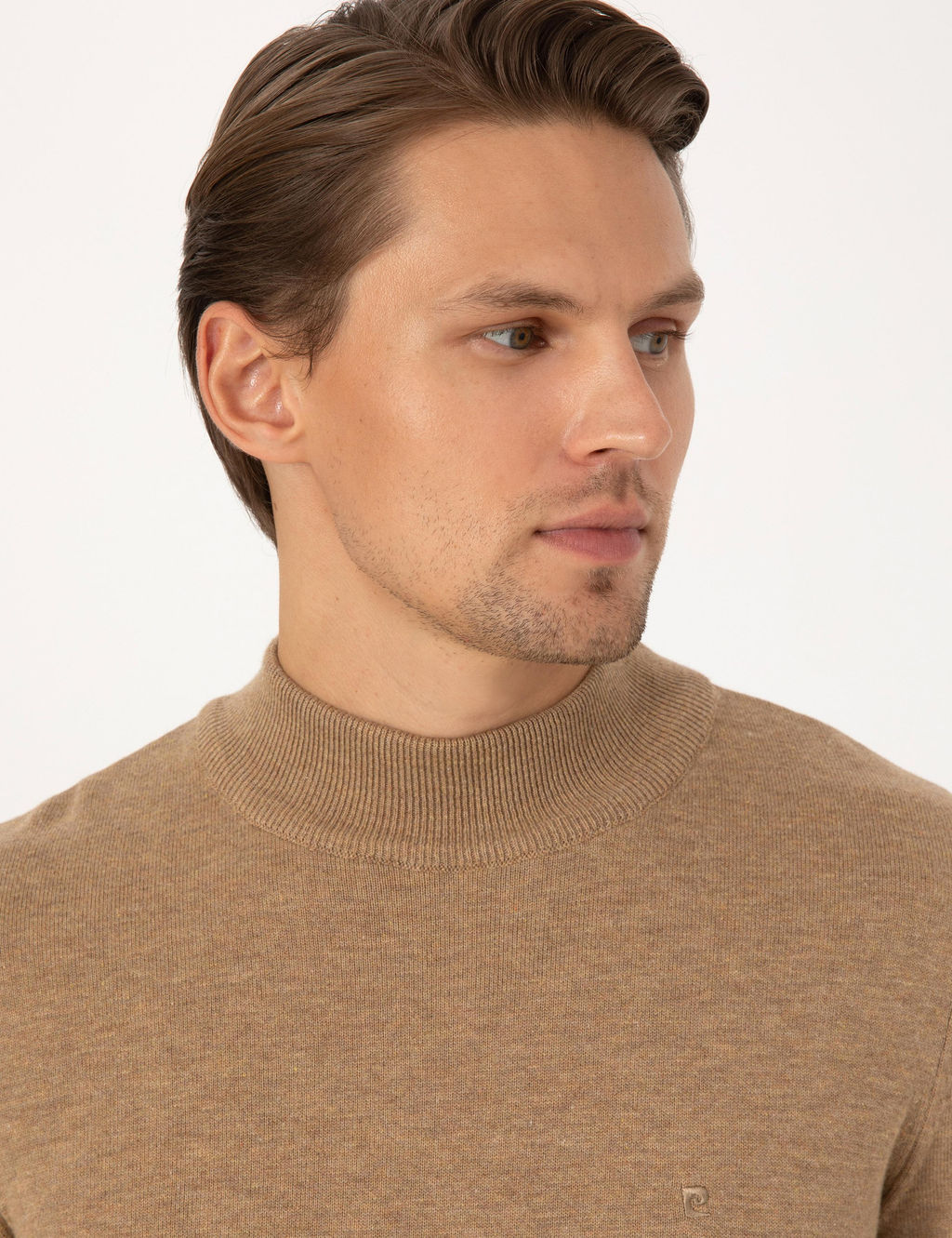 Camel Melanj Slim Fit Yar_m Bal_k__ Yaka Basic Triko Kazak - Pierre cardin фото 2