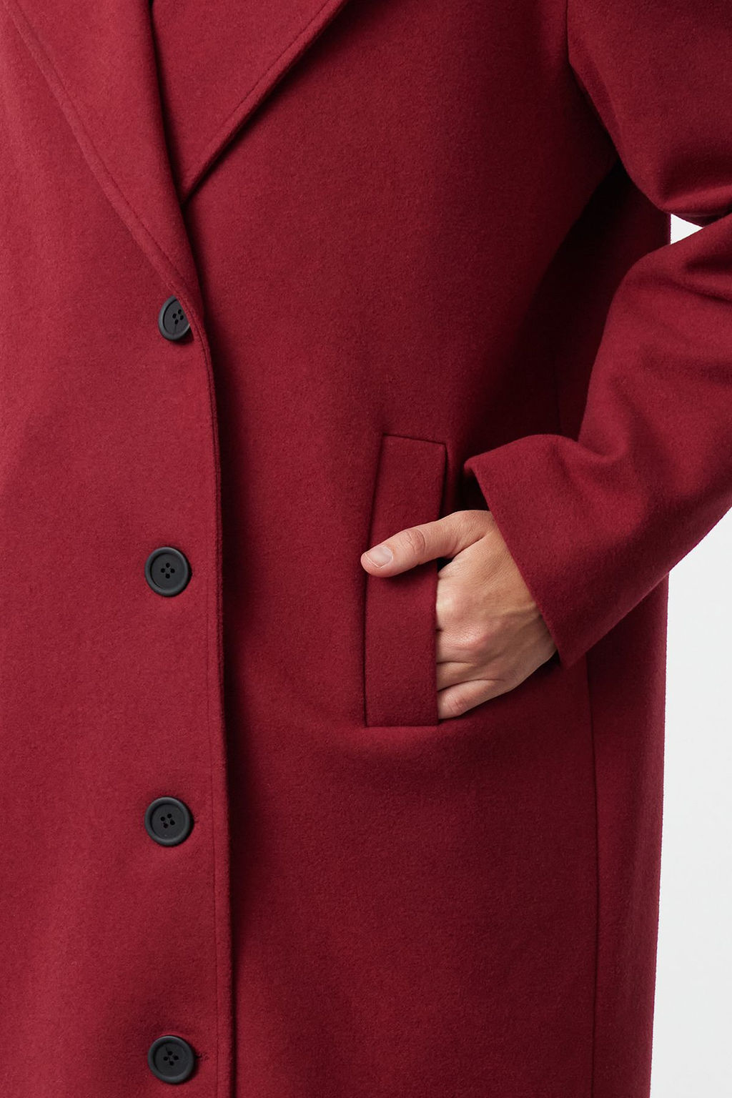 Bordo Asimetrik Kapamal? Yumusak Dokulu Oversize Kaban TWOAW25KB00009 - Trendyolmilla фото 8
