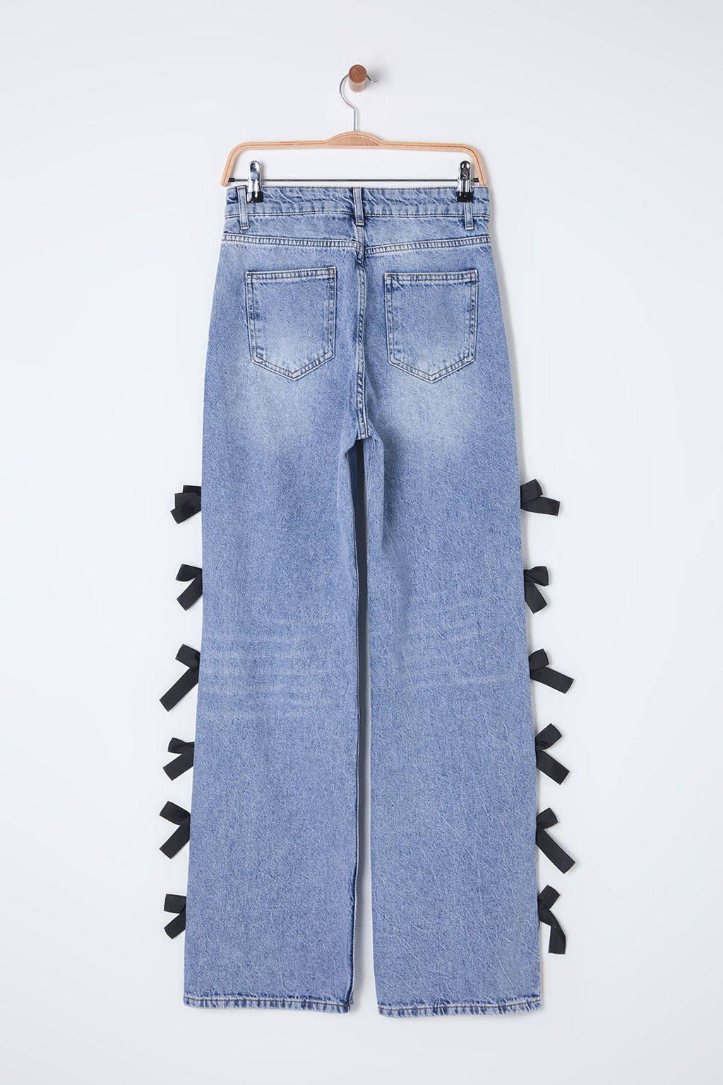 Mavi Kurdele/Fiyonk Detayl? Normal Bel Wide Leg Jeans TWOSS25JE00035 - Trendyolmilla фото 9