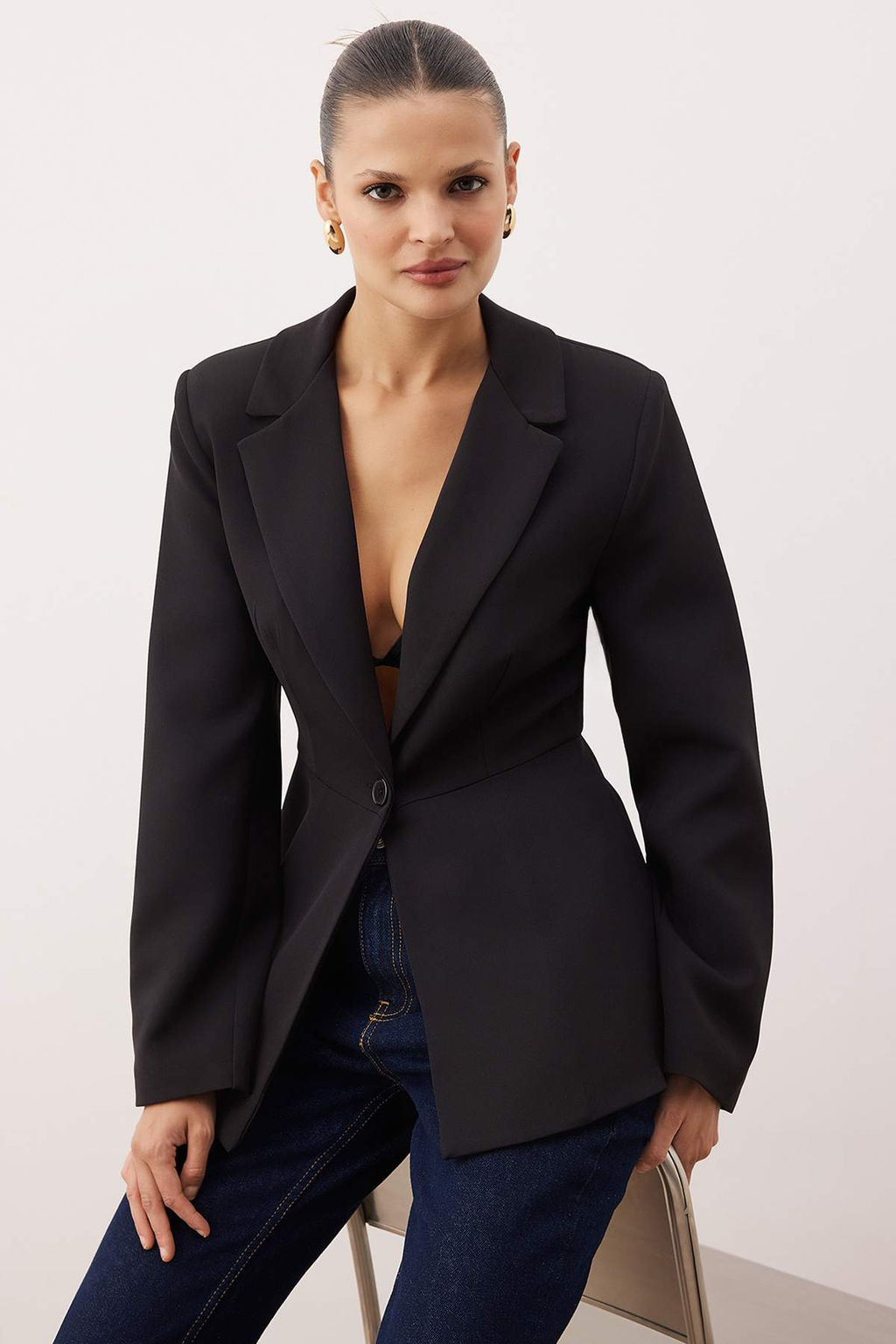 Siyah Blazer Ceket TWOAW26BC00067 - Trendyolmilla фото 2