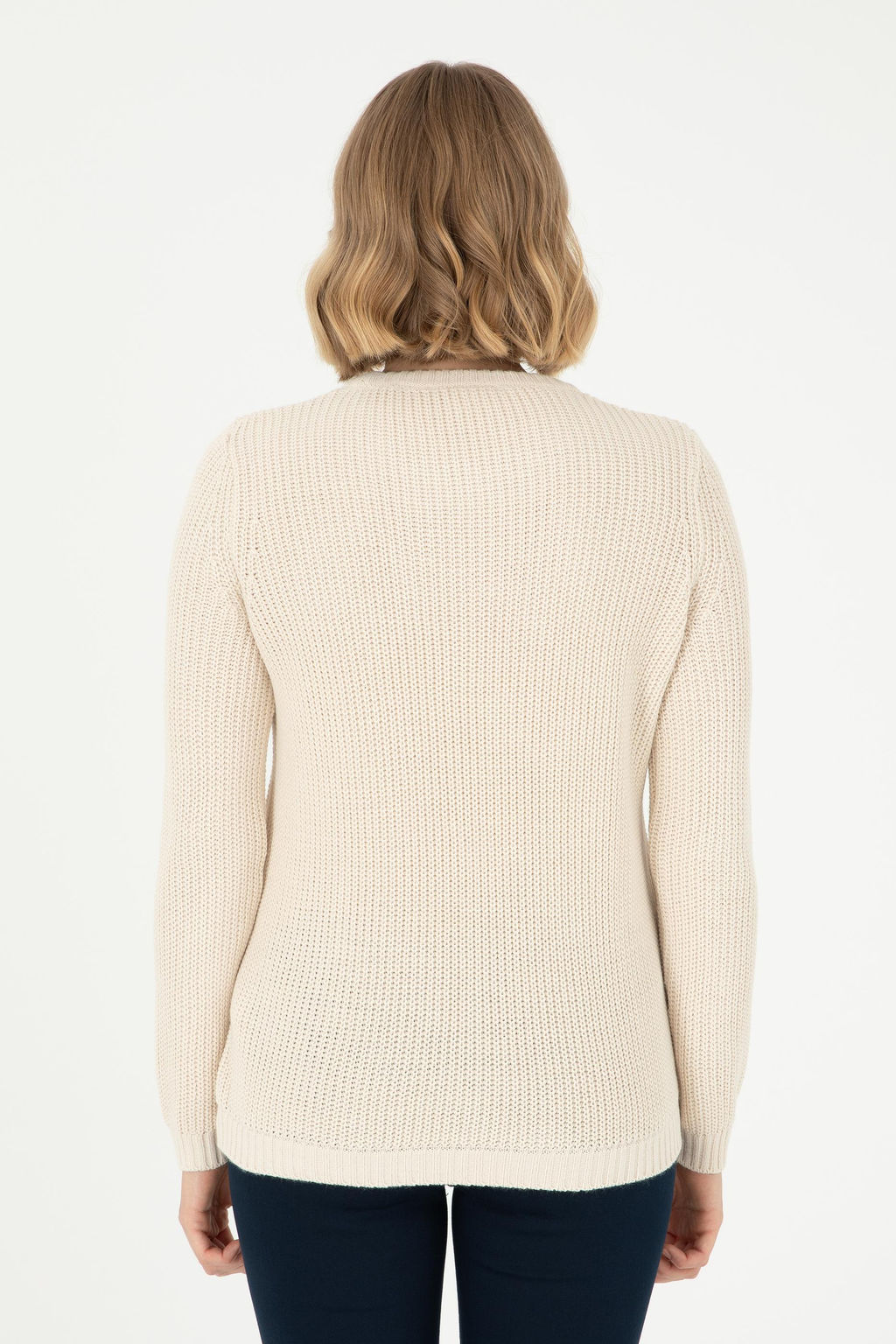 Женский кремовый меланжевый свитер Неожиданная скидка в корзине - U.s. polo assn фото 5