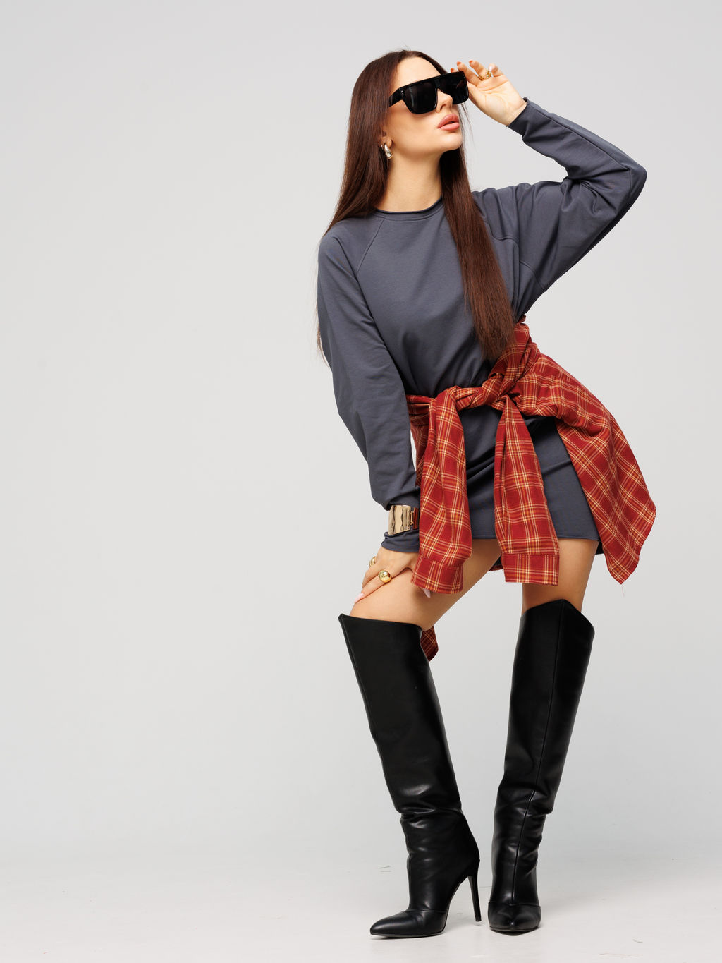 Женское платье с рукавом реглан из футера 2-х нитки графит ВП-11 (33)