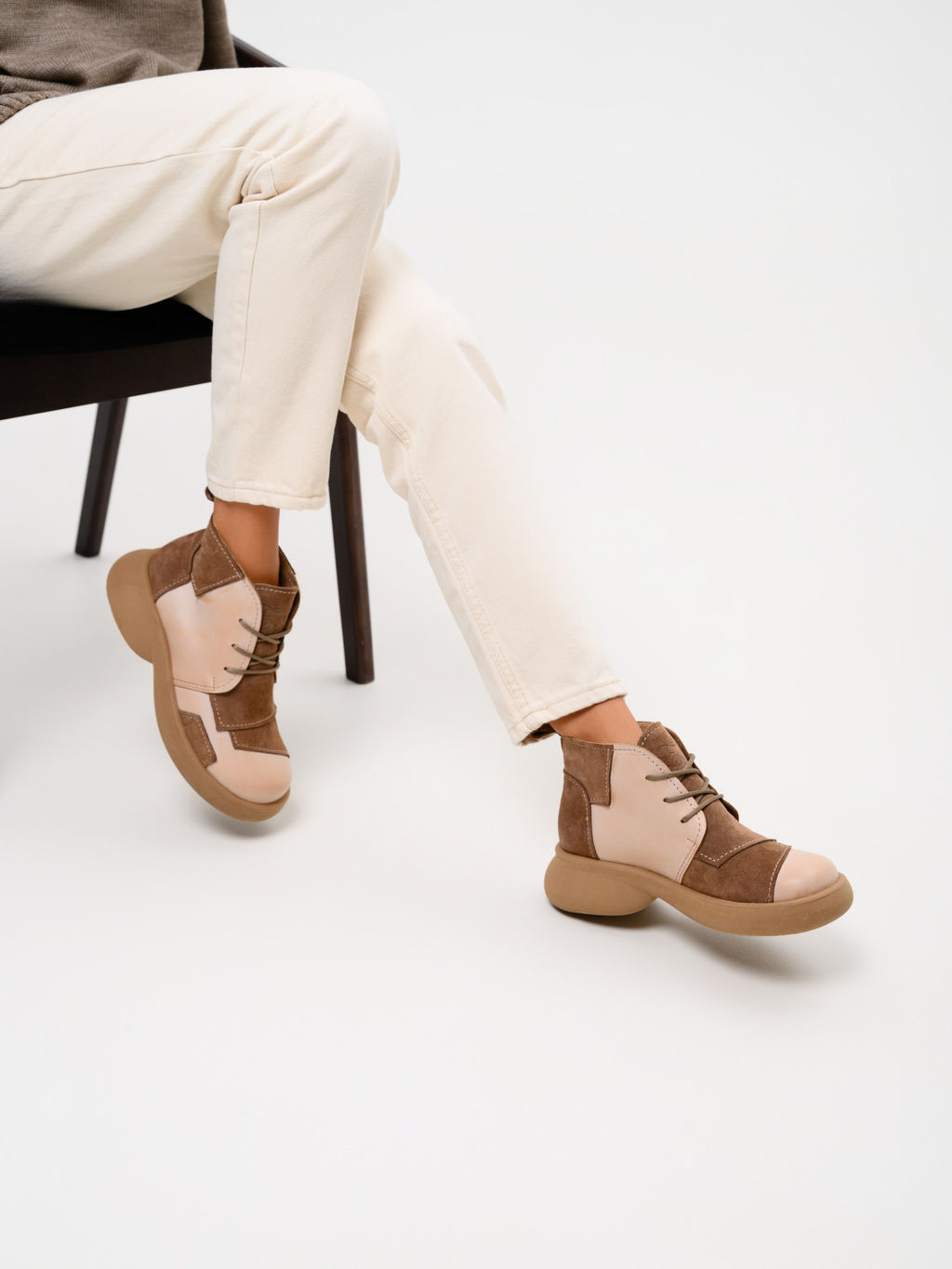 Ботинки EDART 305.927 ka. Вакса пудра+серо коричневая замша/байка - Ed'art фото 19