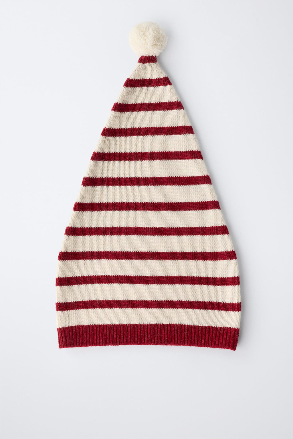 STRIPED KNIT BEANIE WITH POMPOM AND WOOL - Zara фото 4