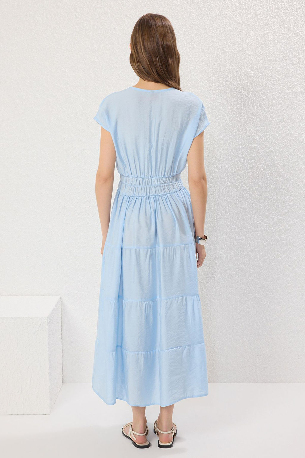 Mavi Duz A Kesim Fiyonk Detayl? Maxi Dokuma Elbise TWOSS25EL00316 - Trendyolmilla фото 4