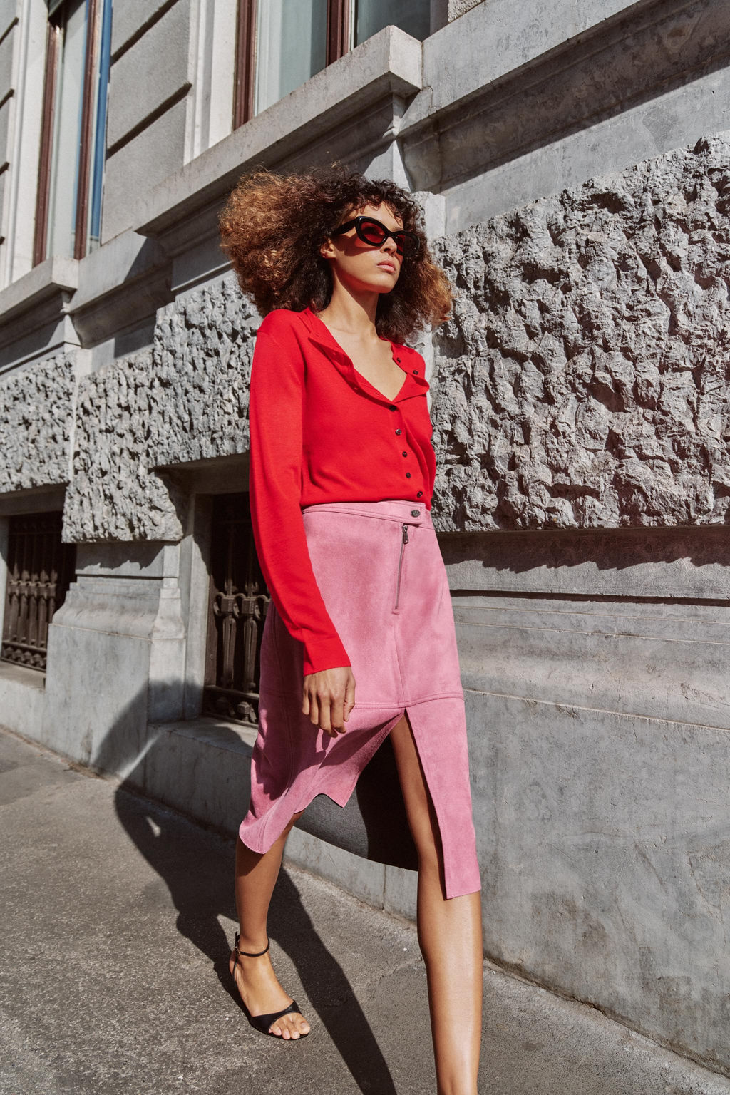 FALDA MIDI EFECTO ANTE / Lila - Zara фото 6