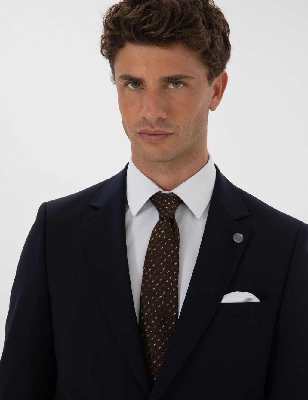 Lacivert Slim Fit %100 Y_n Tak_m Elbise