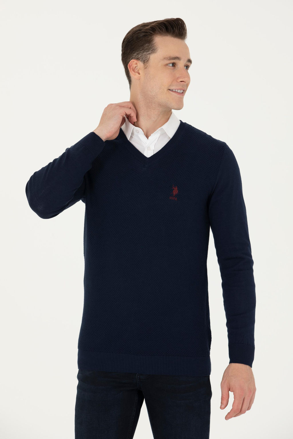 Мужской темно-синий базовый свитер Неожиданная скидка в корзине - U.s. polo assn фото 8