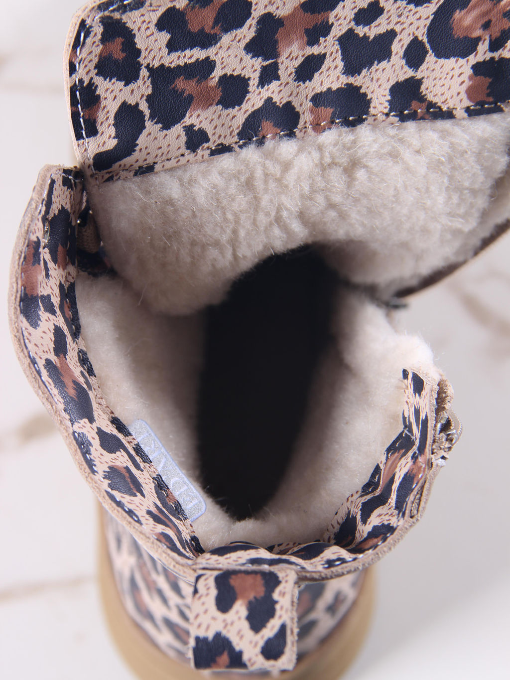 Ботинки 215.warmbr.Бежевый леопард/байка