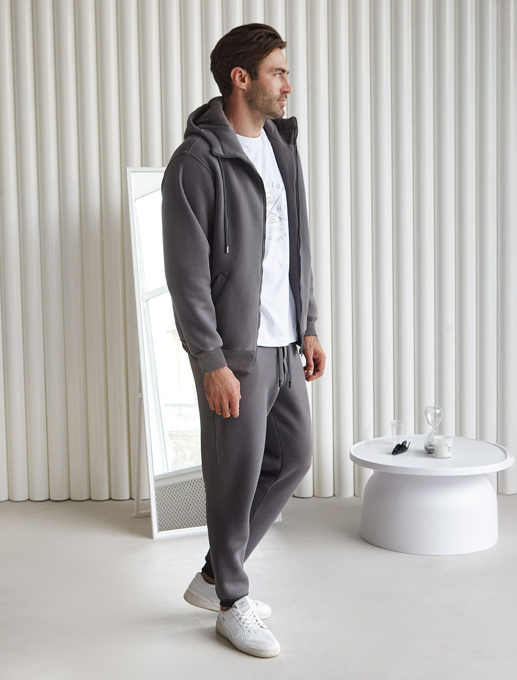 VILATTE/ Худи на молнии из премиального футера трехнитки с начесом