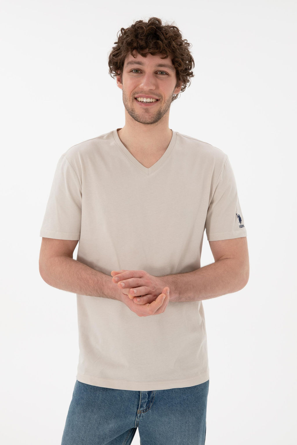 Erkek Regular Fit V Yaka Ta_ Basic Ti__rt Sepette S_rpriz _ndirim - U.s. polo assn фото 4