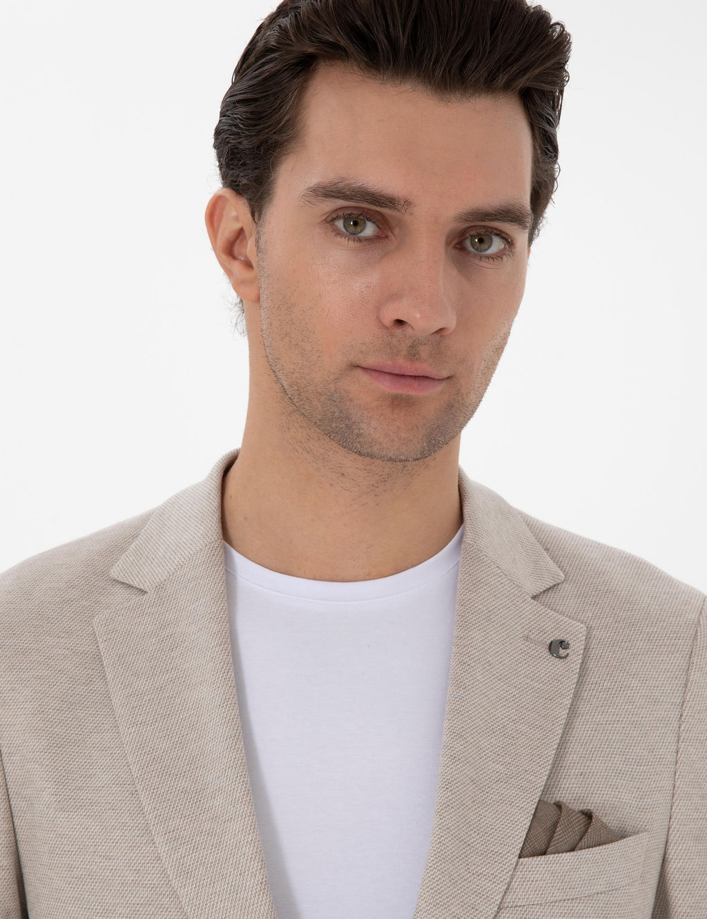 Bej Slim Fit Tak_m Elbise - Cacharel фото 2