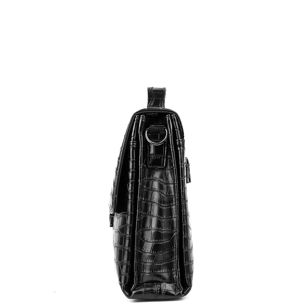 3055-4 black crocodi, мужской портфель из экокожи Barcelo Biagi