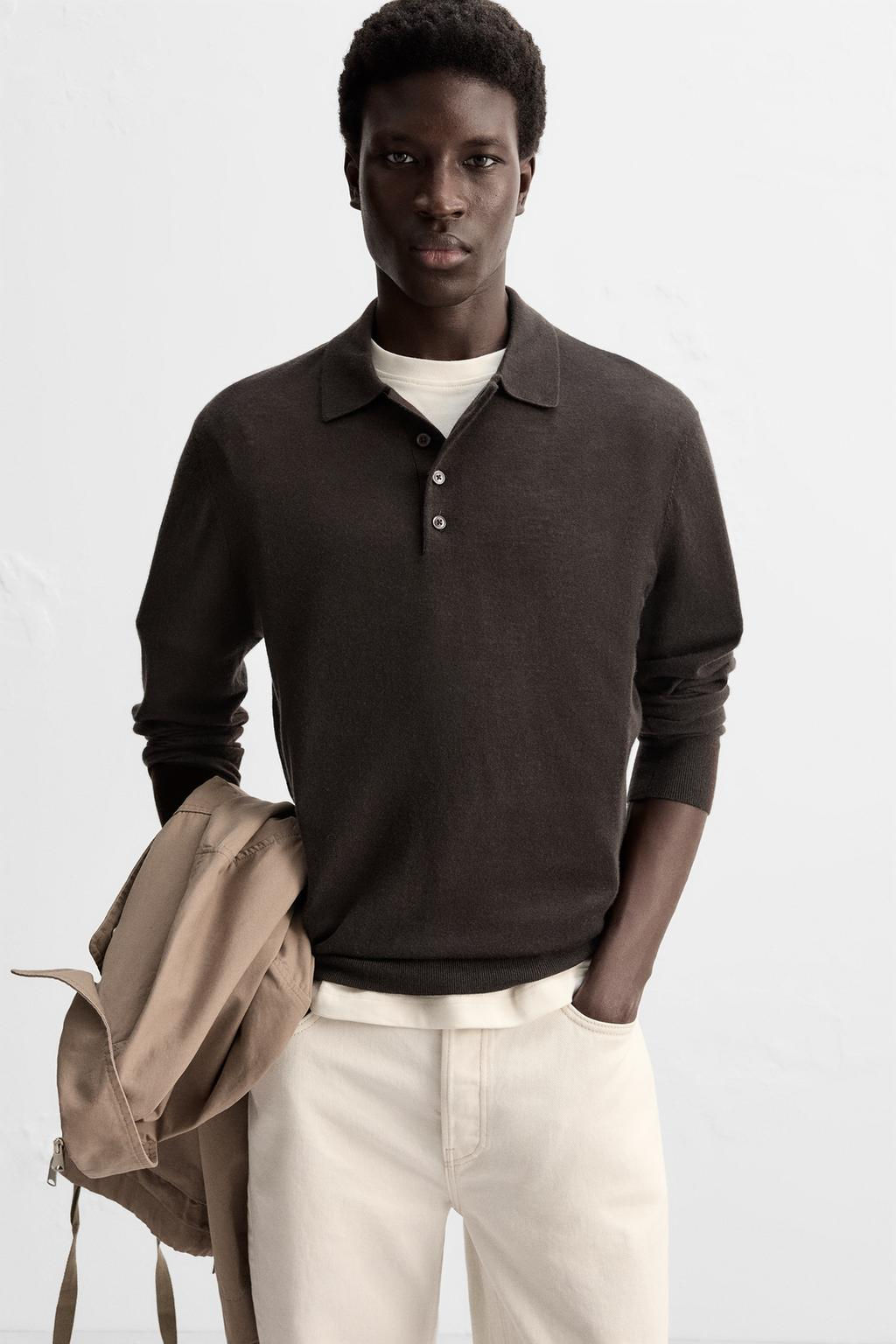 LIGHTWEIGHT WOOL AND CASHMERE KNIT POLO SHIRT - Zara фото 21