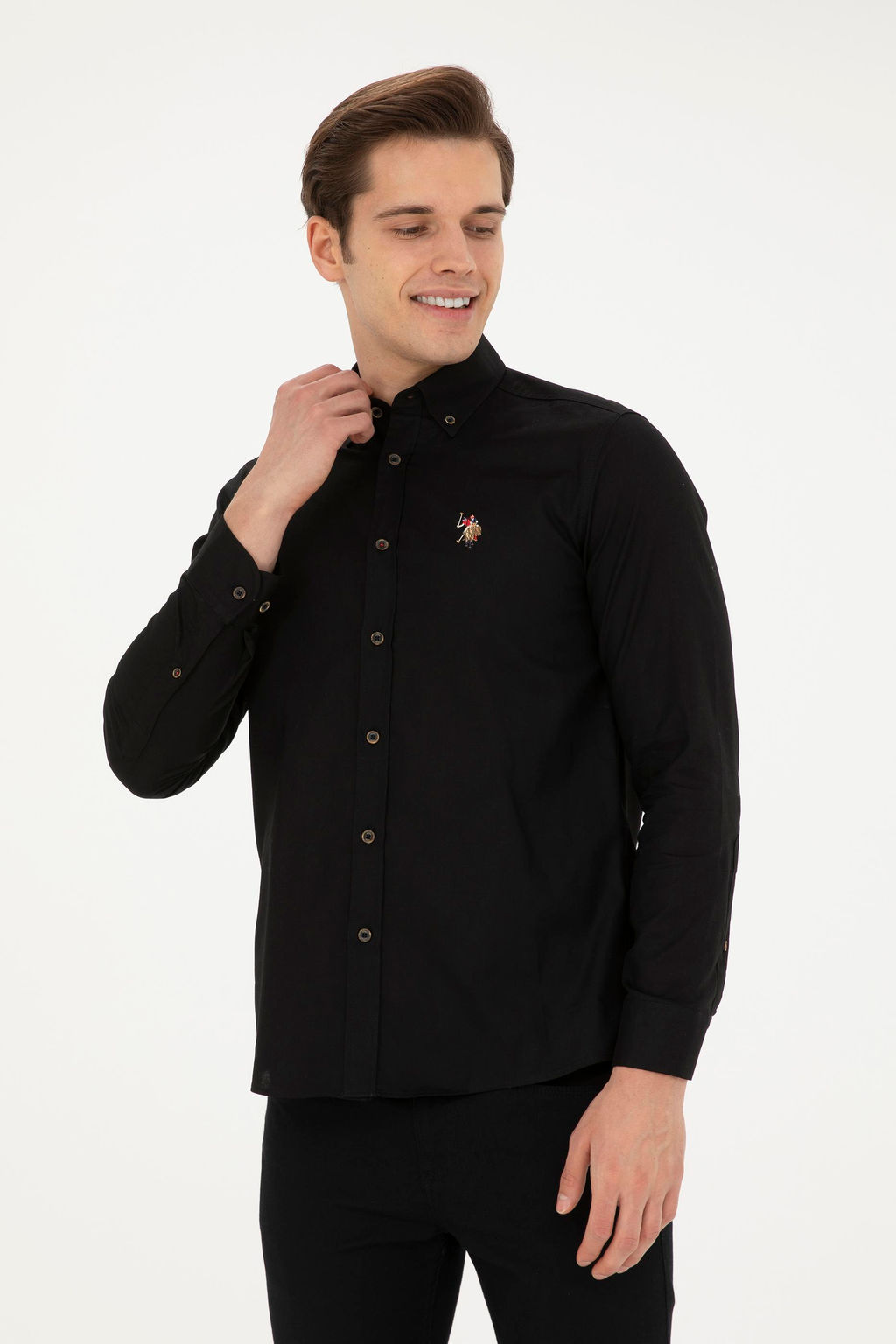 Мужская черная базовая рубашка с длинным рукавом - U.s. polo assn фото 3