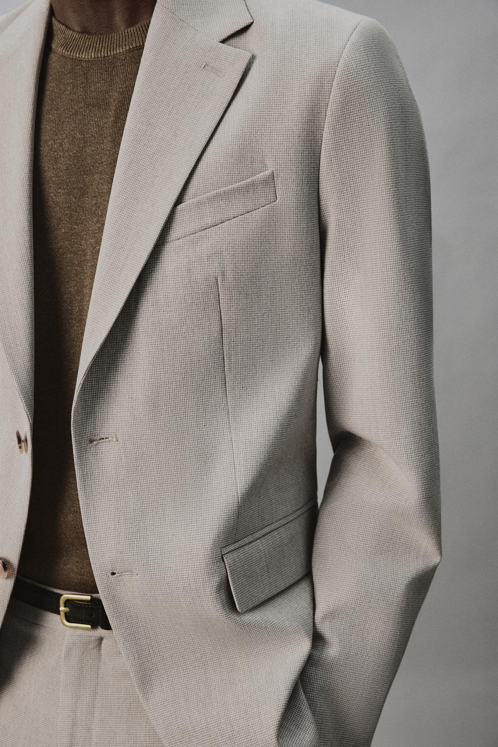 BLAZER REGULAR FIT TRAJE ESTRUCTURA / Beige