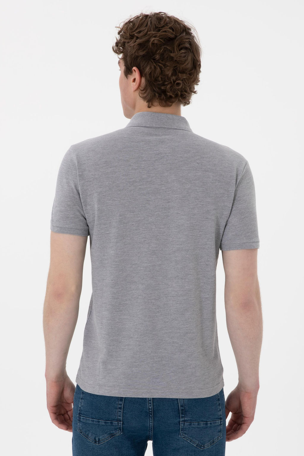Erkek Slim Fit Polo Yaka Gri Melanj Basic Ti__rt Sepette S_rpriz _ndirim - U.s. polo assn фото 5