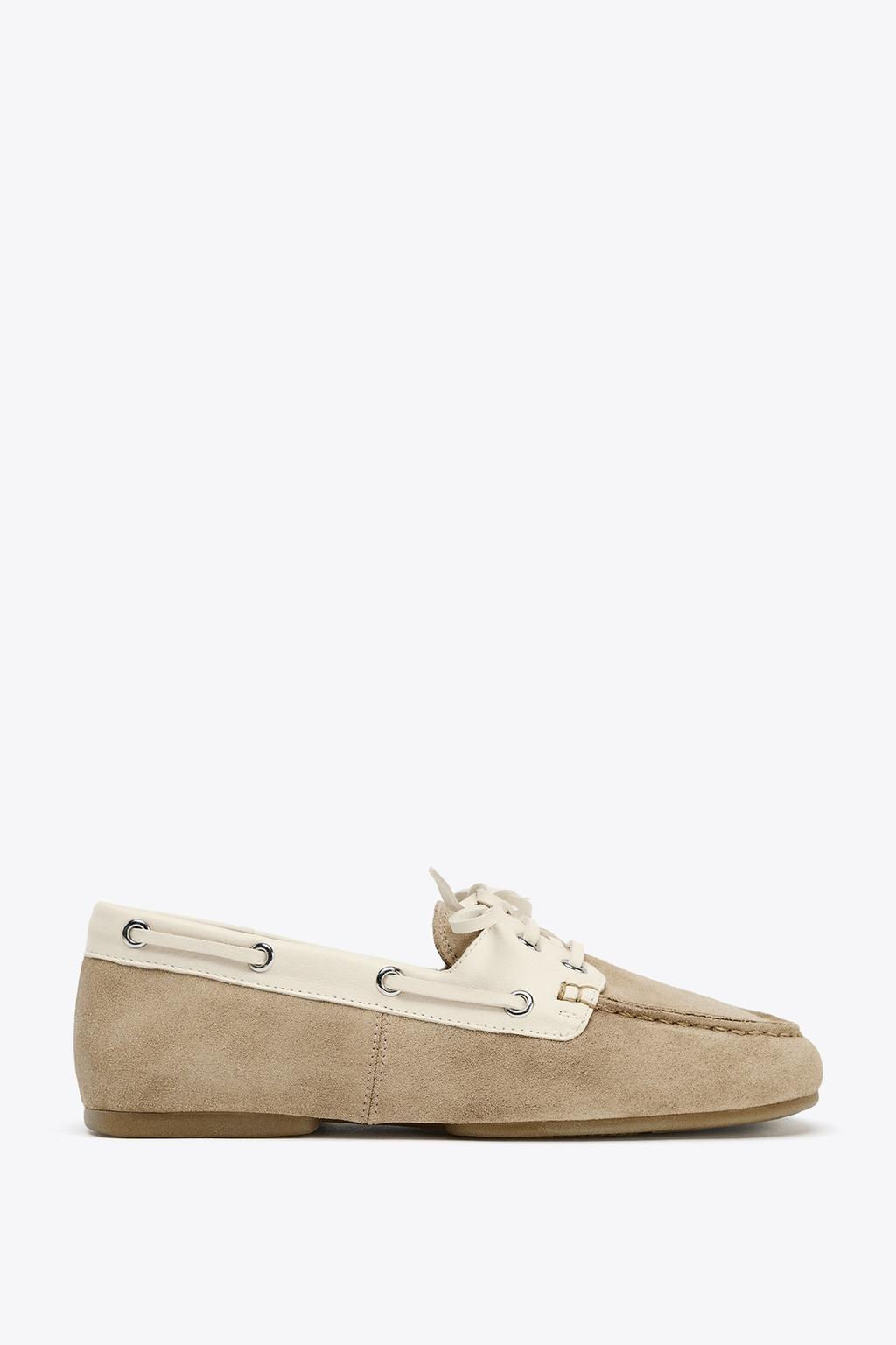 CONTRAST SUEDE LACE-UP LOAFERS - Zara фото 6