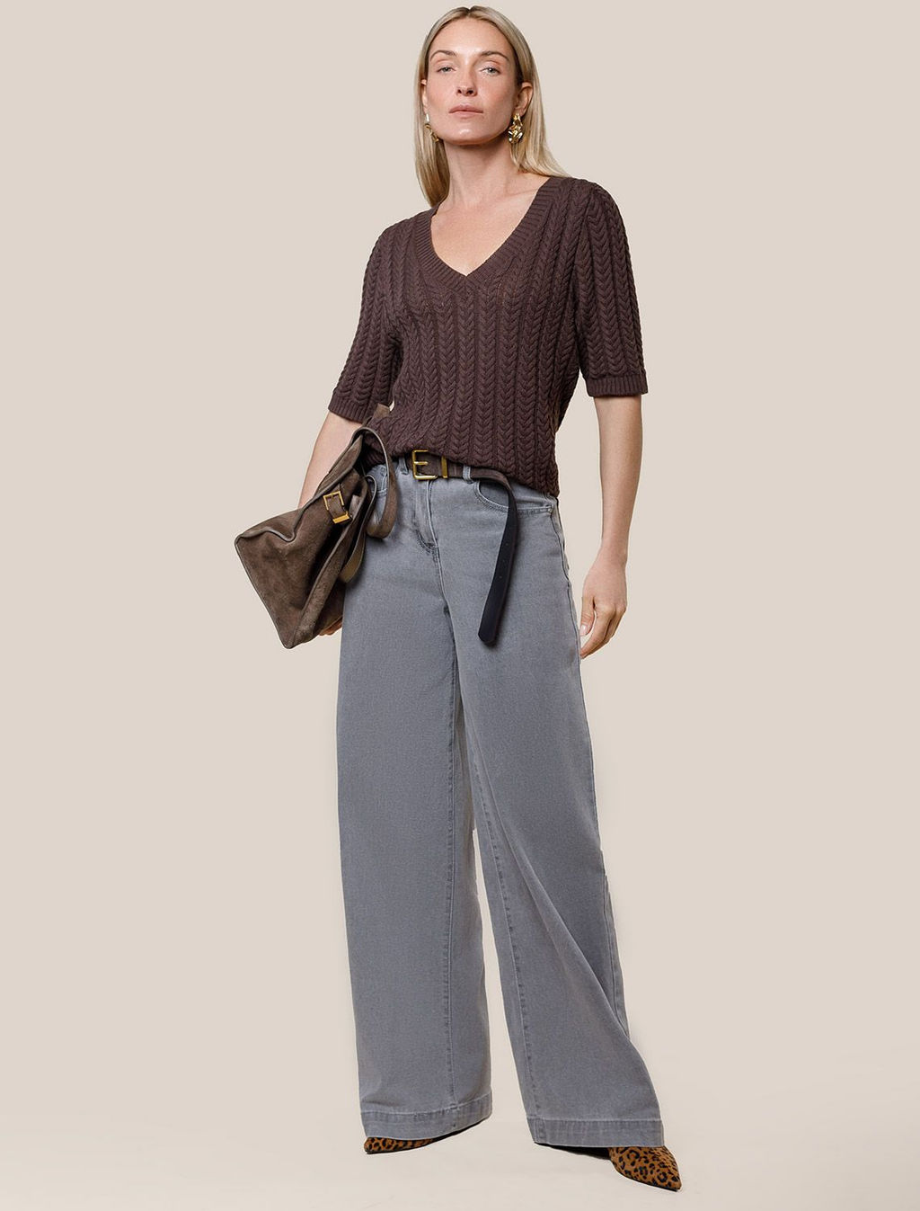 Джемпер фактурной вязки из хлопка с кашемиром