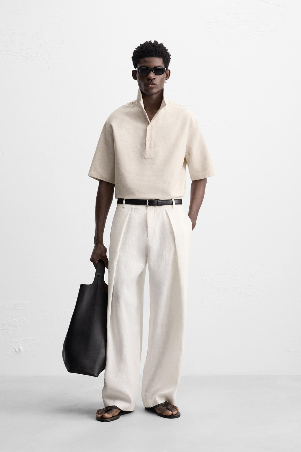 100% LINEN PLEATED TROUSERS