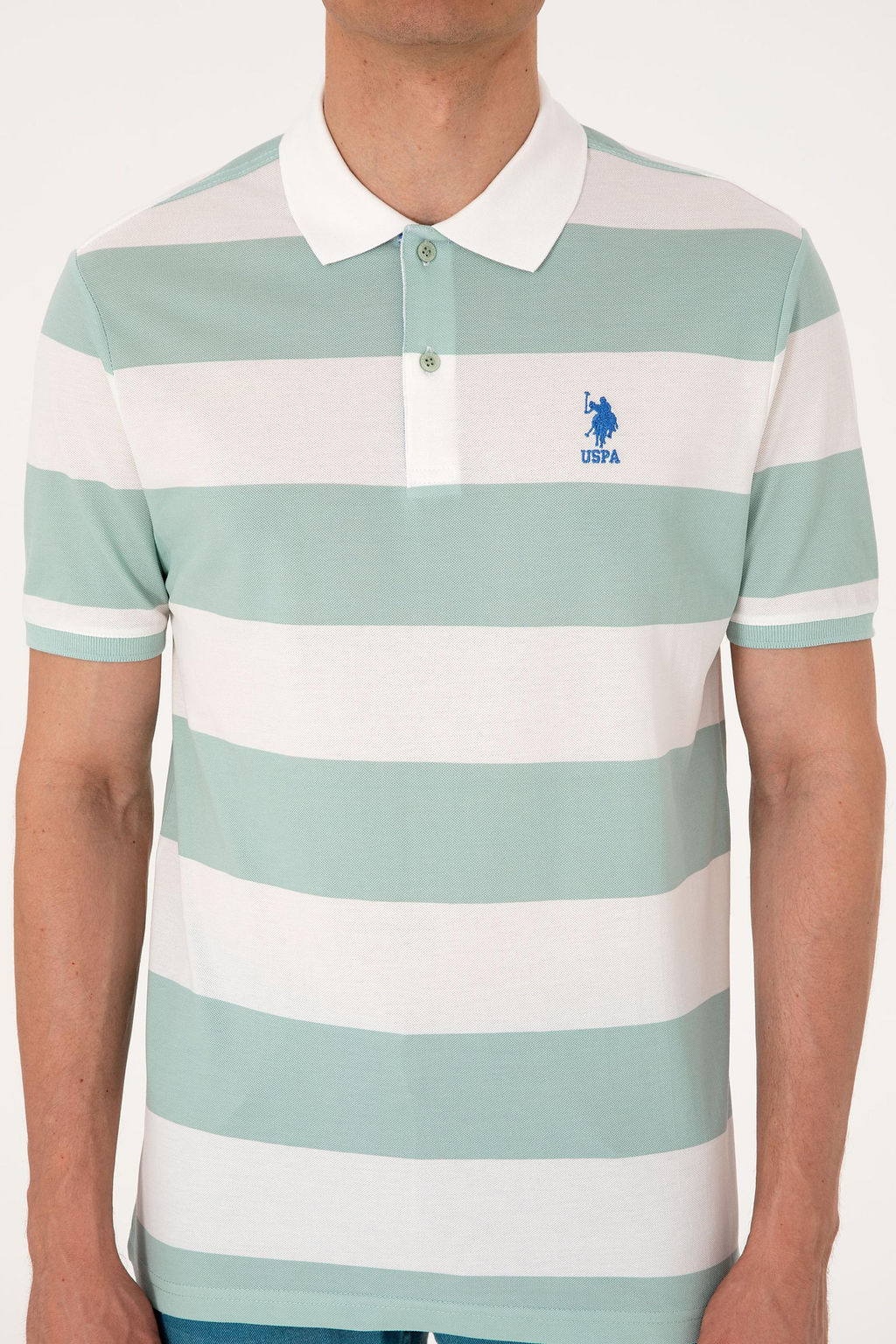 Erkek Regular Fit Su Ye_ili Polo Yaka _izgili Ti__rt Sepette S_rpriz _ndirim - U.s. polo assn фото 6