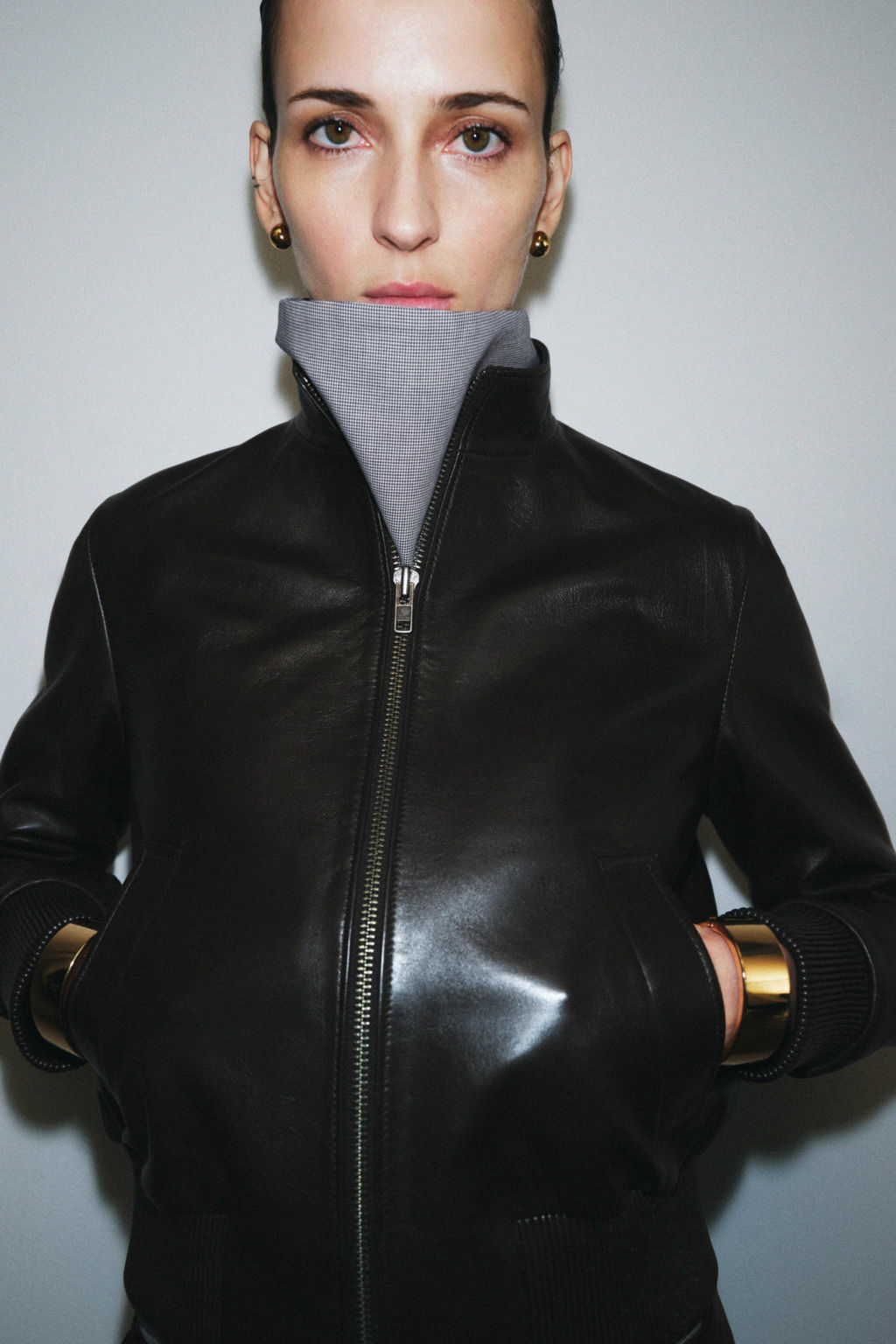 100% LEATHER BOMBER JACKET ZW COLLECTION