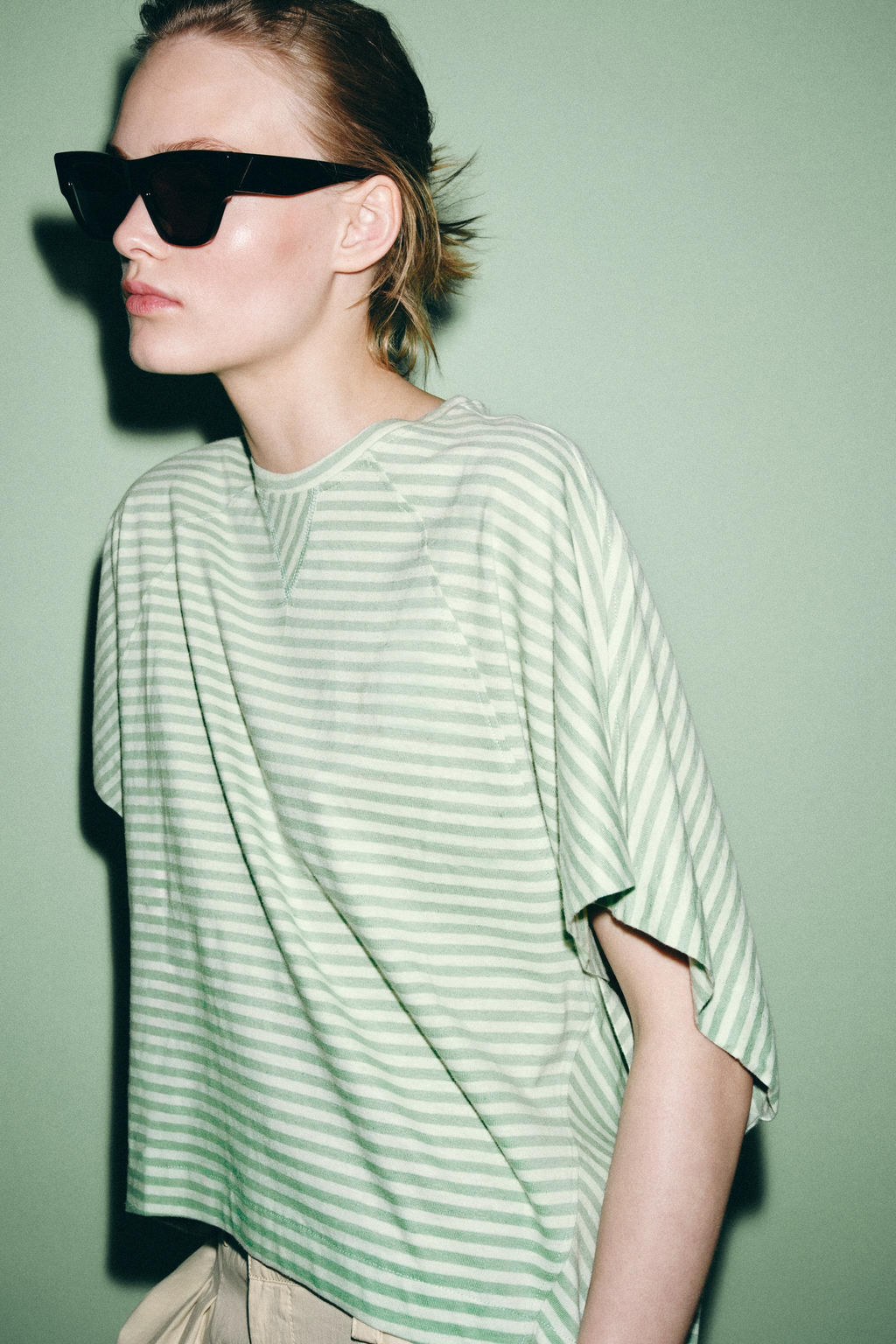 CAMISETA OVERSIZED RAYAS / Verdes - Zara фото 3