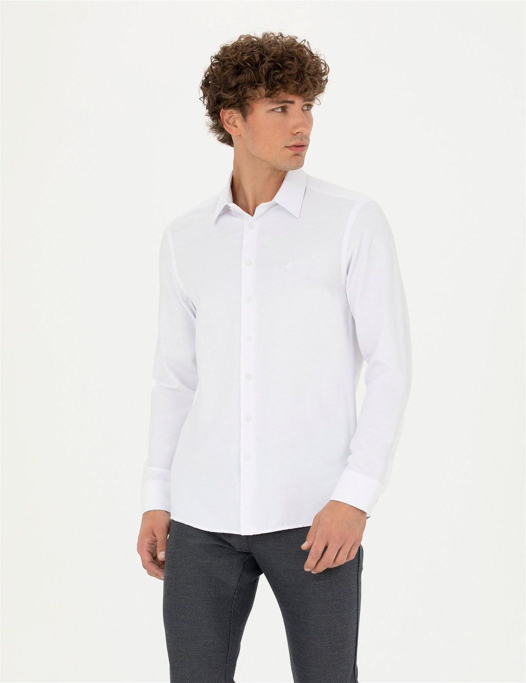 Beyaz Slim Fit Uzun Kollu G_mlek