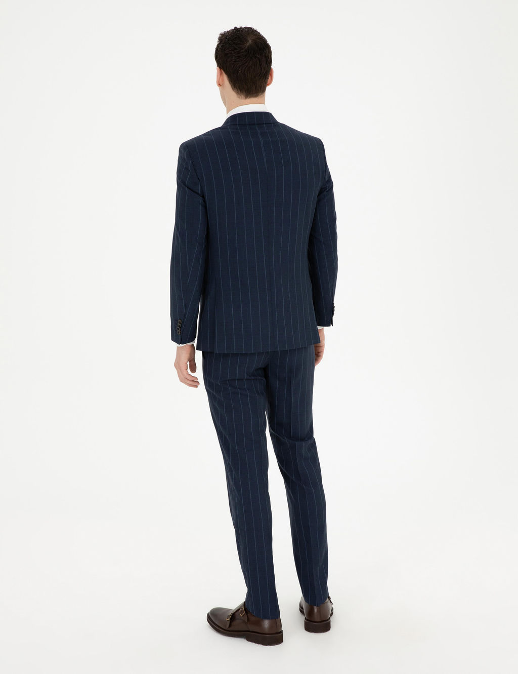 Lacivert Ex. Slim Fit _izgili Y_n Tak_m Elbise