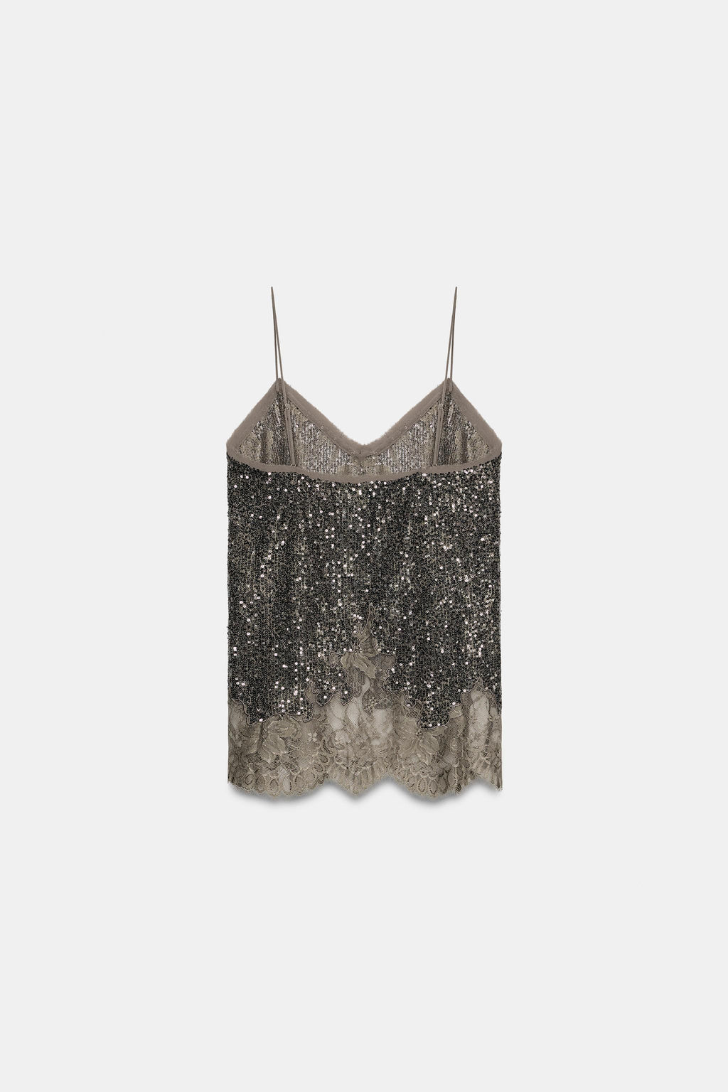 TOP TIRANTES LENTEJUELAS ZW COLLECTION / Plata oscuro