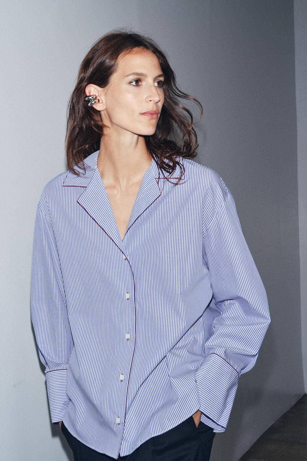 ZW COLLECTION CONTRAST TRIM SHIRT - Zara фото 5