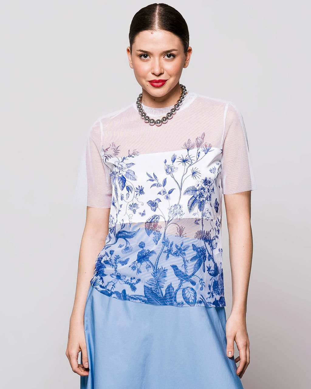 авторская футболка из сетки с шелковой вставкой - Sahar art lab фото 9