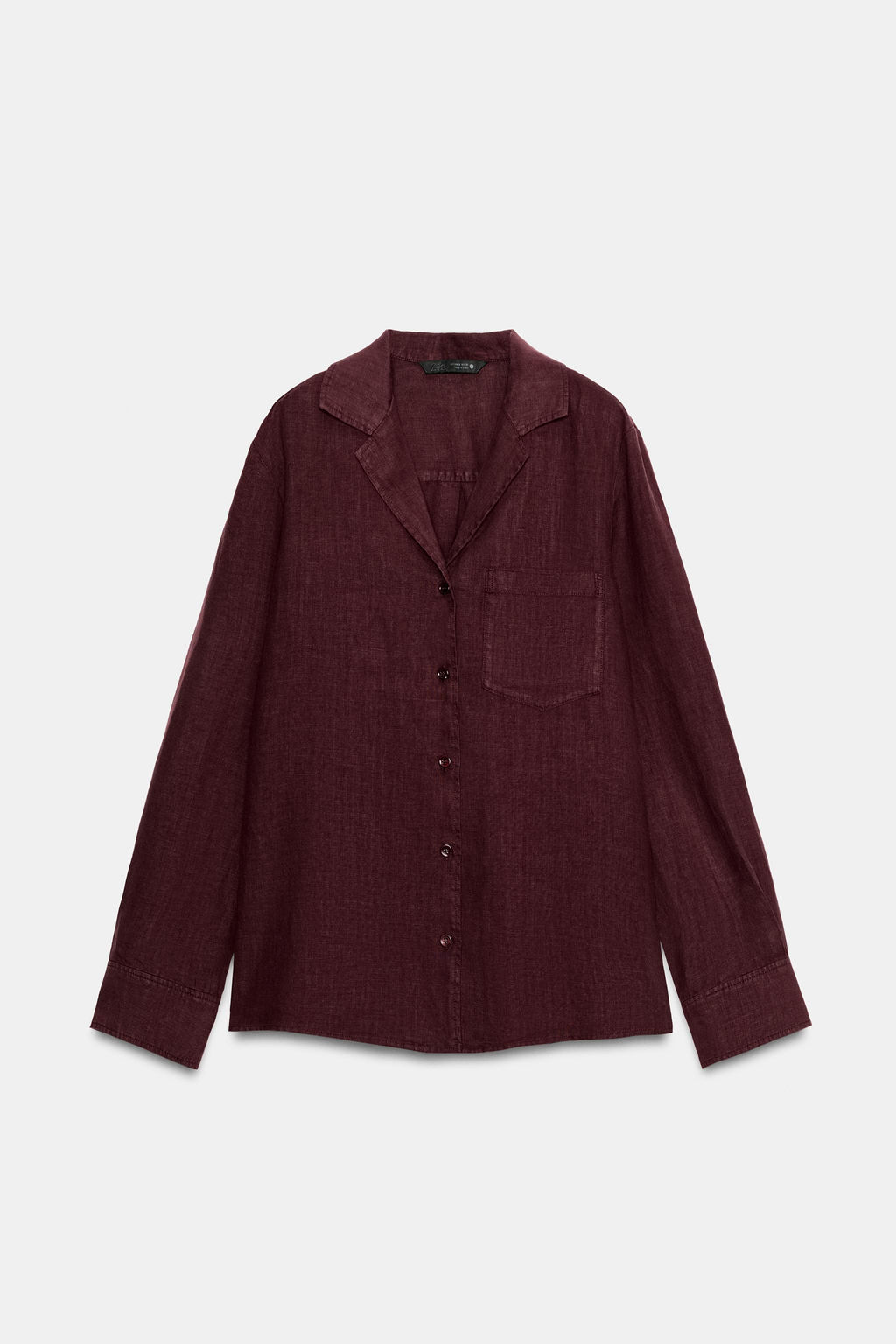CAMISA LINO 100% BOLSILLO ZW COLLECTION / Vino - Zara фото 6