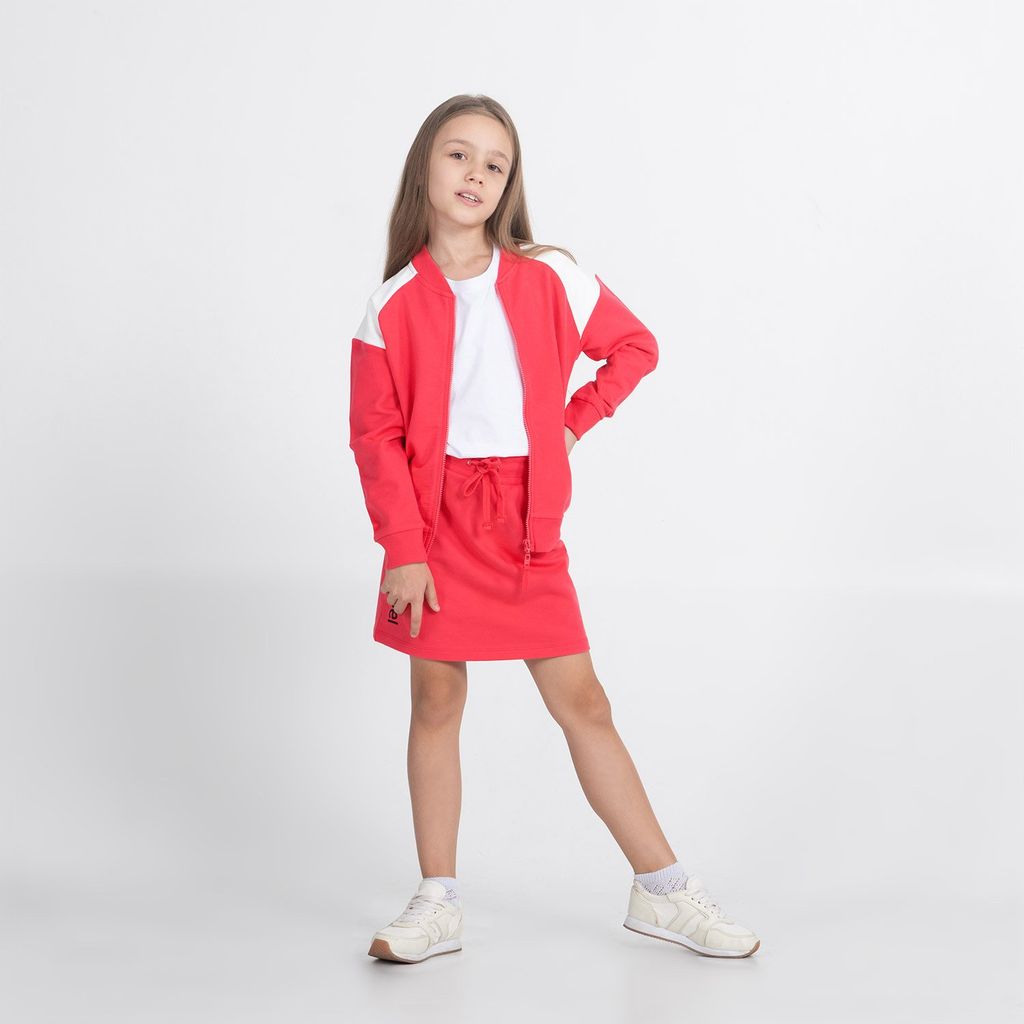 CRB wear/CWJG 62895-25-291 Толстовка для девочки, малиновый-экрю/Ex.Cherubino  фото 3